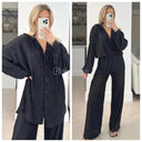 Glossy Zigzag Blouse Set