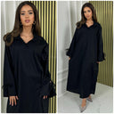 V Neck Collar Oversized Maxi Slit Tie Sleeve Detail