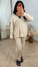2-Delig Dames Set met Structuurstof en Blouse