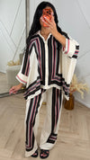 2-Delig Oversized Set met Geometrische Strepenprint