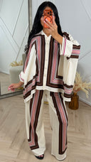 2-Delig Oversized Set met Geometrische Strepenprint