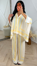 2-Delig Oversized Set met Geometrische Strepenprint