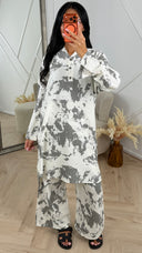 2-Delig Oversized Set met Marmer Print 026-3
