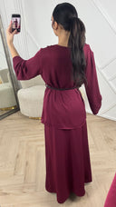 2-Piece Set met Ceintuur en Watervalhals