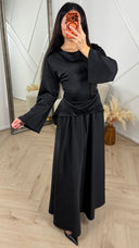 2-Piece Set met Glanzende Structuur en Strikdetail