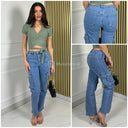 2024 Premium Quality Stretch Clean Cargo Flared Jeans 77589