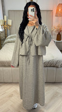 2pcs Set Tie Cardigan + Sleeveless Dress Set