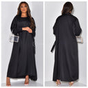 2psc Set Satin Kimono+Dress Bow Wrist