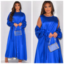 2psc Set Satin Kimono+Dress Bow Wrist