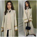 2pcs Kimono + Shawl Golden Embroidered Sleeves Detail