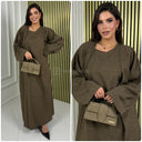 2pcs Linen Effect Set Sleeveless Dress + Kimono Oversized