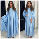 2psc Set Satin Kimono+Dress Bow Wrist