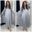 2psc Set Satin Kimono+Dress Bow Wrist