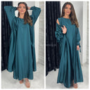 2psc Set Satin Kimono+Dress Bow Wrist
