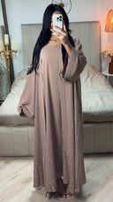 2pcs Set Kimono + Dress Oversized Strass Abaya