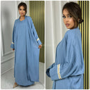 2pcs Set Kimono + Dress Premium Stripe 3D Material