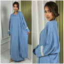 2pcs Set Kimono + Dress Premium Stripe 3D Material