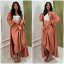 2pcs Set Kimono + Tie Belt Skirt