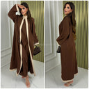 2pcs Set Sleeveless Dress + Mulitcolor Front Split Dress