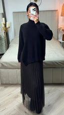 2pcs Set Sweater + V Neck Dress Pleated