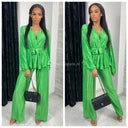 Glossy Zigzag Tie Belt Set