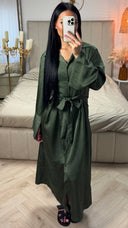 Satijnlook Maxi Jurk met Ceintuur