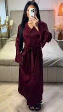 Satijnlook Maxi Jurk met Ceintuur