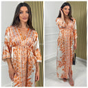 Tie Belt Oriental Satin Maxi Blouse Dress Tiktok Hit