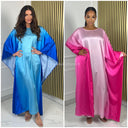 Multicolor Oversized Satin Dress Butterfly Sleeves
