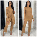 3pcs Set Thin Ribbed Tie Belt