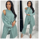 3pcs Set Thin Ribbed Tie Belt