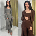 3pcs Thick Pbt Set Vest+Top+Wide Leg Pants