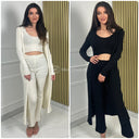 3pcs Thick Pbt Set Vest+Top+Wide Leg Pants