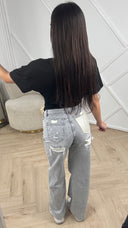 Straight Leg Jeans met Destroyed Details en Statement Achterzak HM1576-6