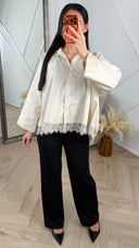 Oversized Blouse met Kantdetail en Losvallende Fit
