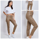 Premium Quality Leather look Brown Cargo Pants 77261-2