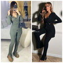 Split Details Thick Ribbed Button Vest Set