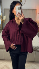 Oversized Blouse met Wijde Mouwen – Katoenblend
