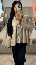 Oversized Blouse met Wijde Mouwen – Katoenblend