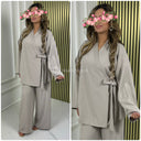 Wrap Tie Belt Basic Set Wide Legs