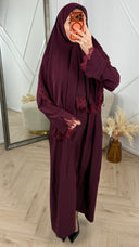 Abaya Jurk met Losse Hoofddoek en Kantafwerking