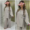 Wrap Tie Belt Basic Set Wide Legs