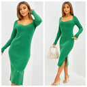 Ribbed split dress décolleté TL163