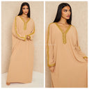 Beautiful Golden Embroidered V Maxi Dress