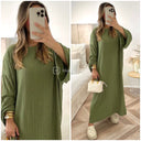 Premium Stripe 3D Material Round Neck Maxi Dress