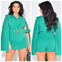 Mega Hype V Neck Cape Playsuit D Belt