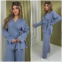 Wrap Tie Belt Basic Set Wide Legs
