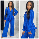 Glossy Zigzag Tie Belt Set