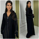 Zipper Abaya Golden Seam Detail