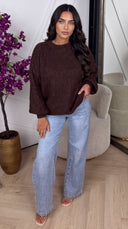Oversized Gebreide Trui met Ronde Hals